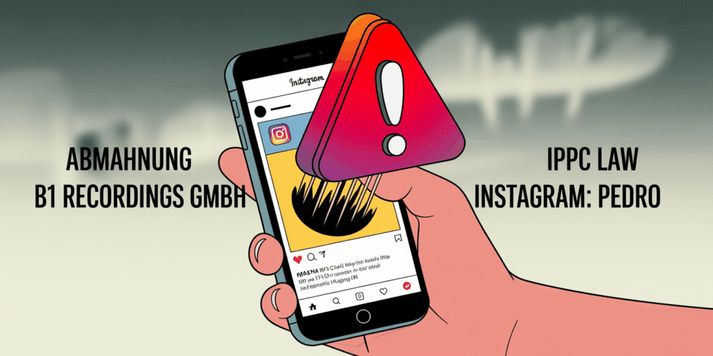 Eine Abmahnung der B1 Recordings wegen Musiknutzung auf Instagram ist eingegangen.