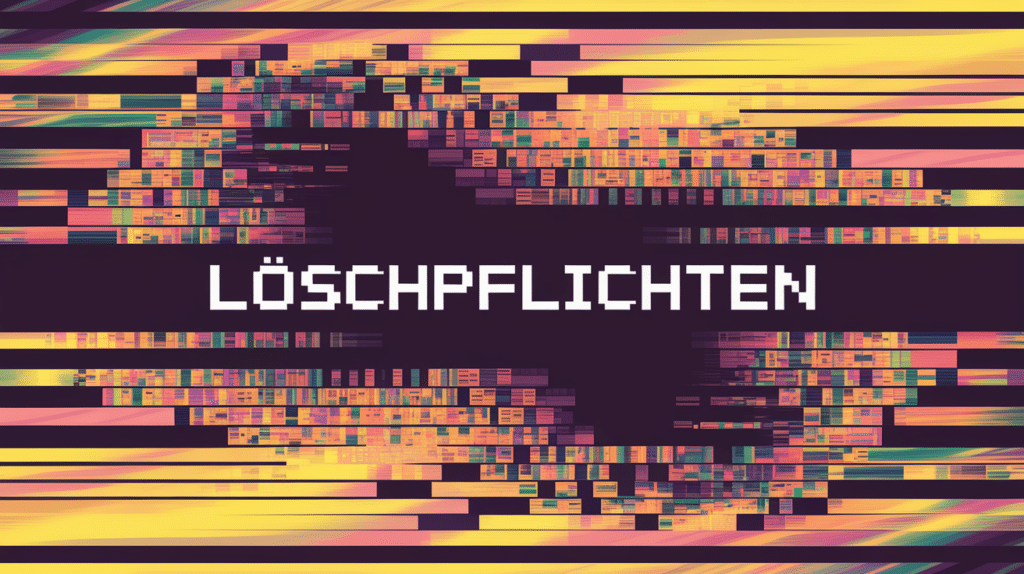 Eine Grafik mit dem Schriftzug "Löschpflichten"