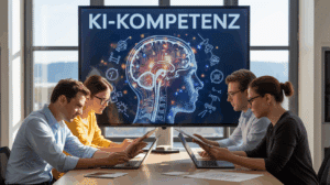 Im Büro findet eine Besprechung zur KI-Kompetenz statt