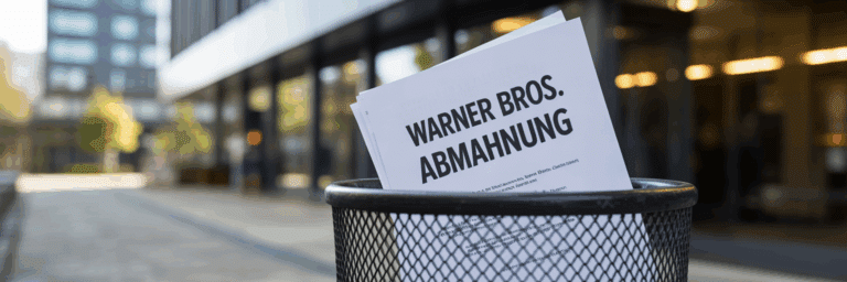 Eine Warner Bros Abmahnung im Papierkorb