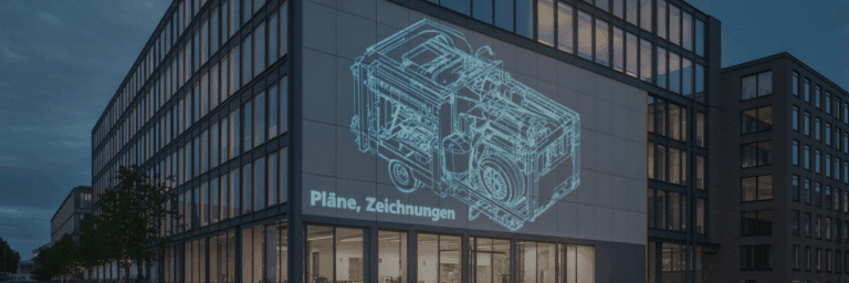 Urheberrecht technische zeichnungen steht an der wand